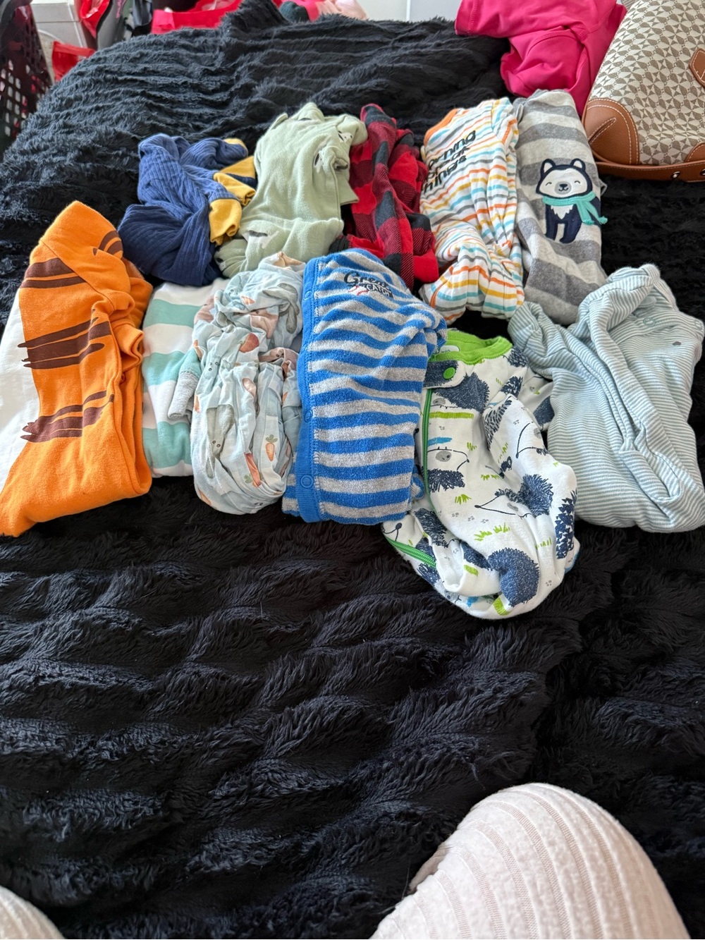 Carter's Assorted Kids Footie Sleepers in Blue, Orange, Green & Gray